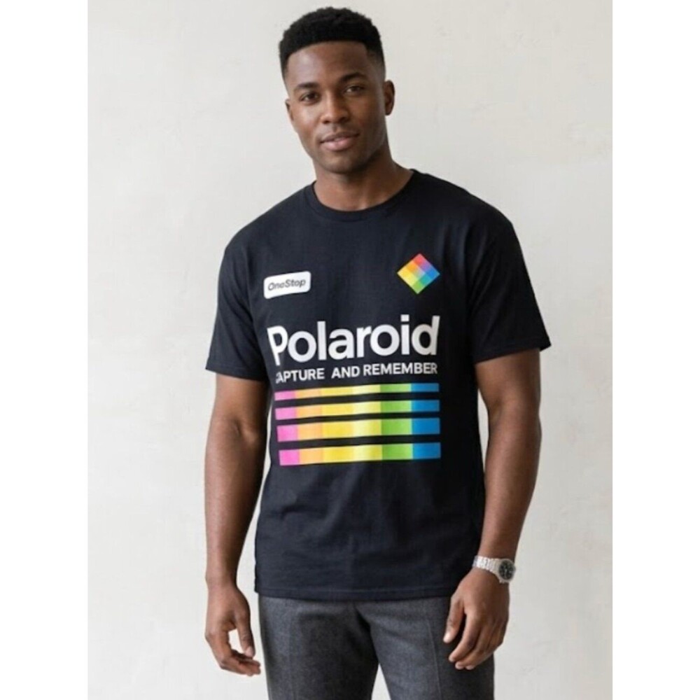 Polaroid Capture and Remember Rainbow Graphic Tee Mens Size 3XL OneStep